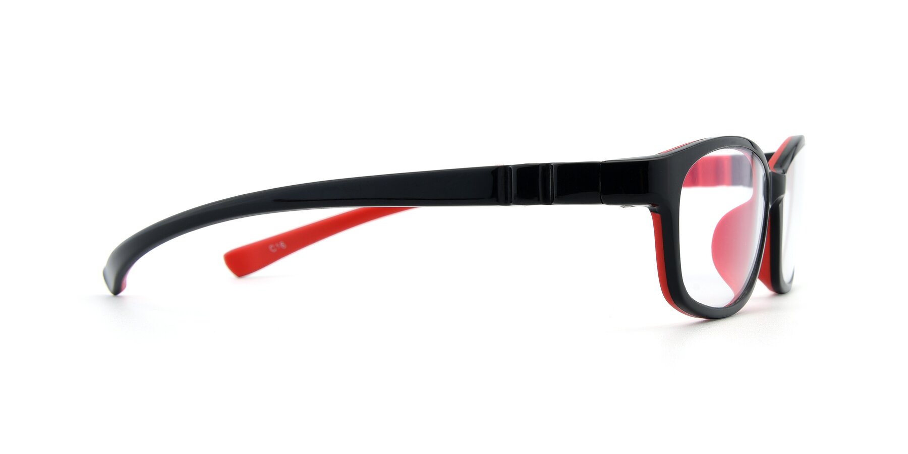 Side of 556 in Black-Red with Clear Eyeglass Lenses