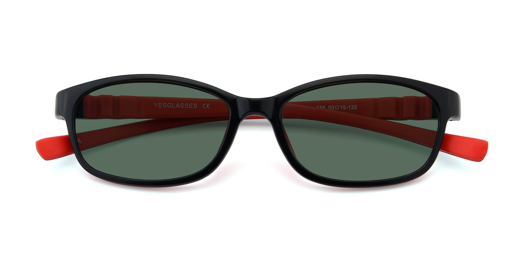 Folded Front of 556 in Black-Red with Green Polarized Lenses