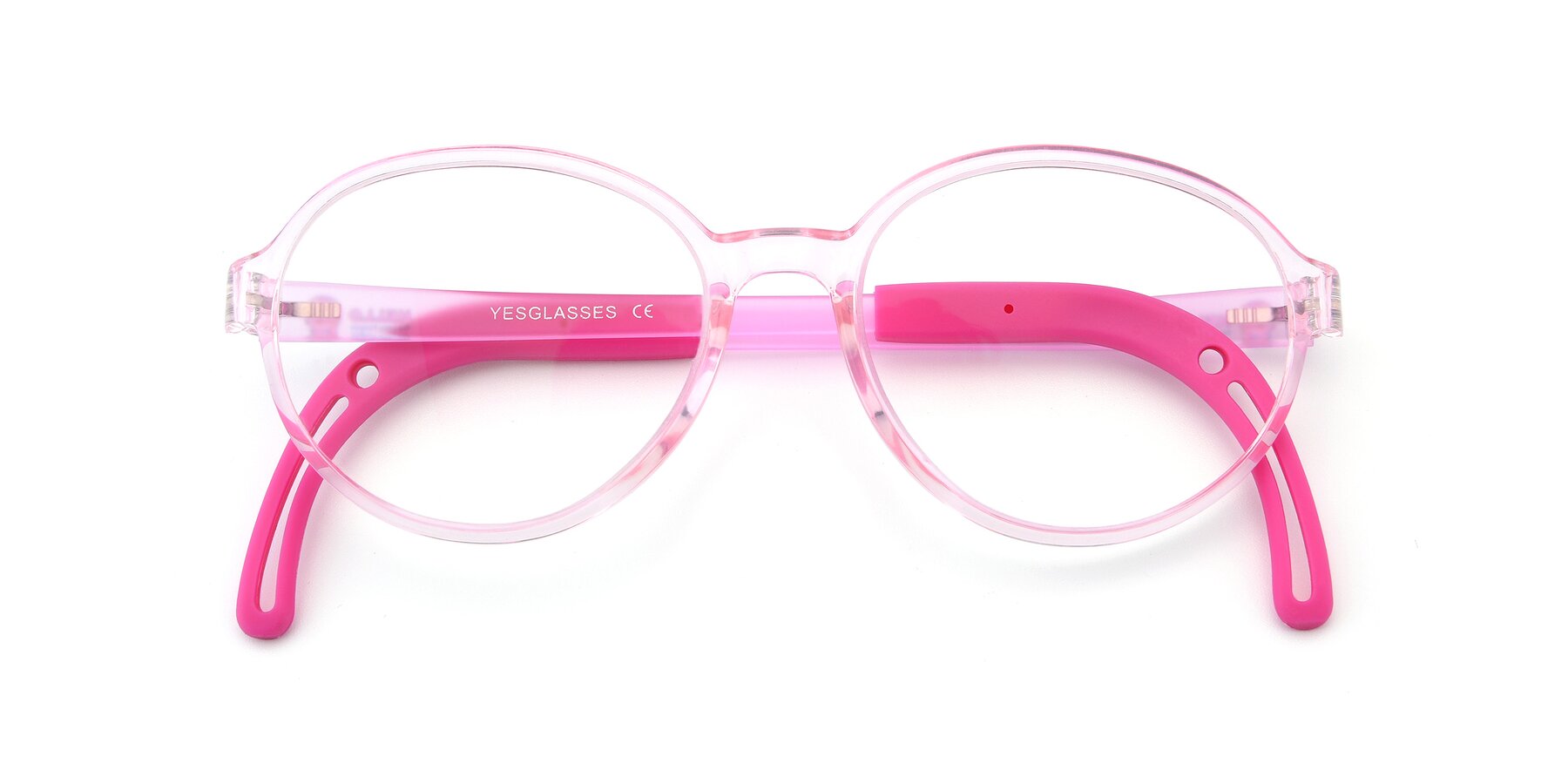 Folded Front of 1020 in Tranparent Pink with Clear Blue Light Blocking Lenses