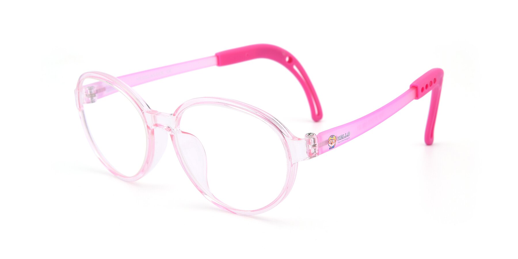 Angle of 1020 in Tranparent Pink with Clear Eyeglass Lenses