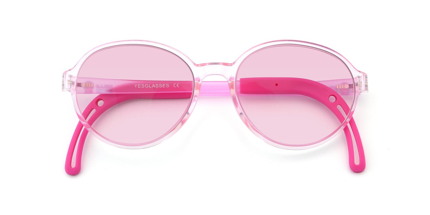 Folded Front of 1020 in Tranparent Pink with Light Pink Tinted Lenses