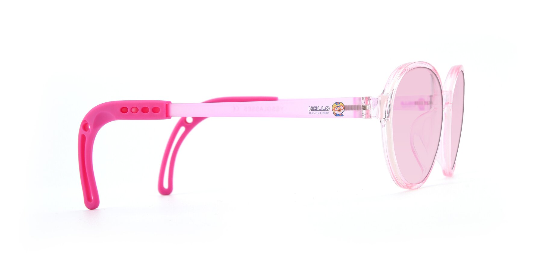 Side of 1020 in Tranparent Pink with Light Pink Tinted Lenses