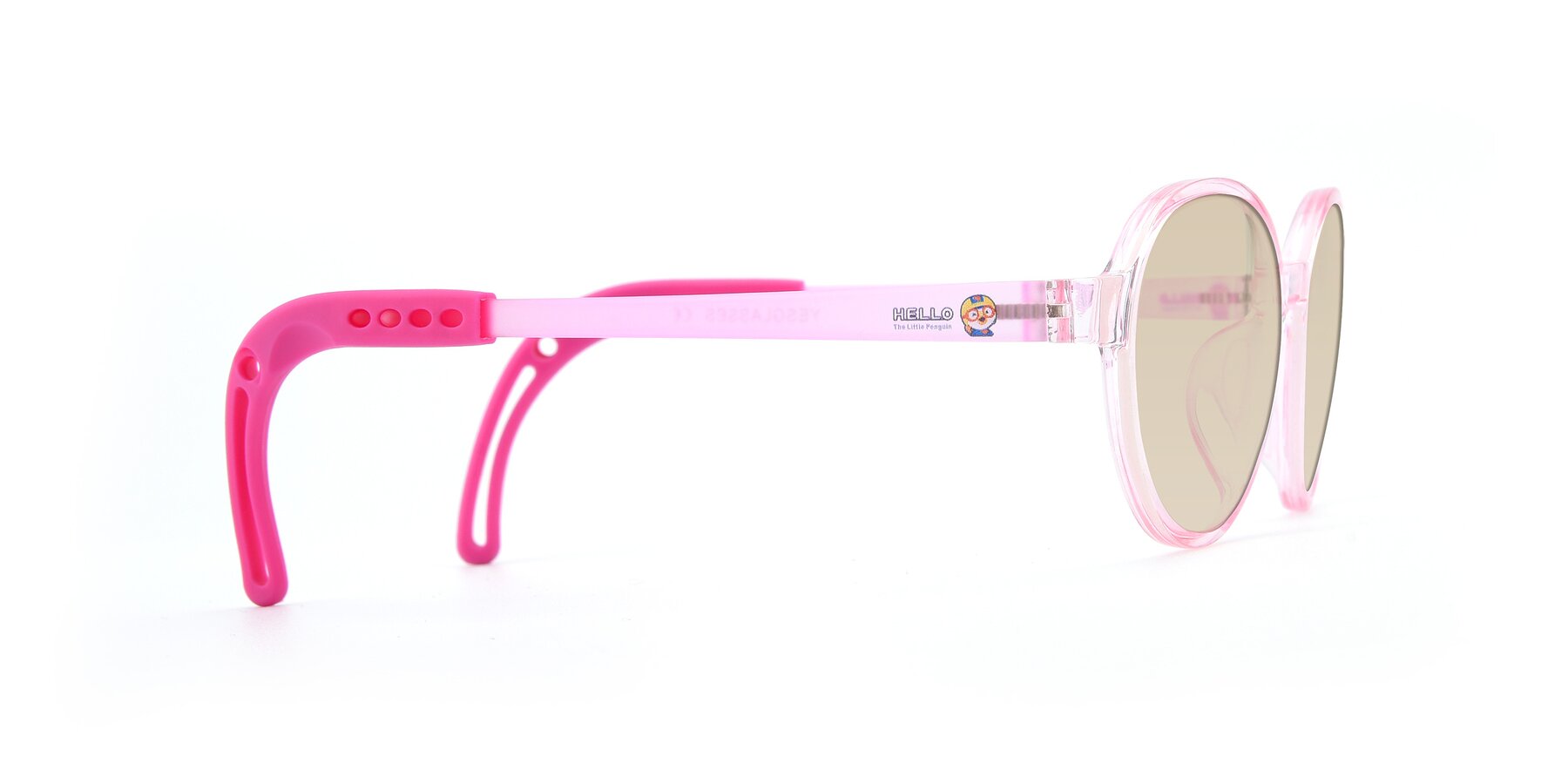 Side of 1020 in Tranparent Pink with Light Brown Tinted Lenses