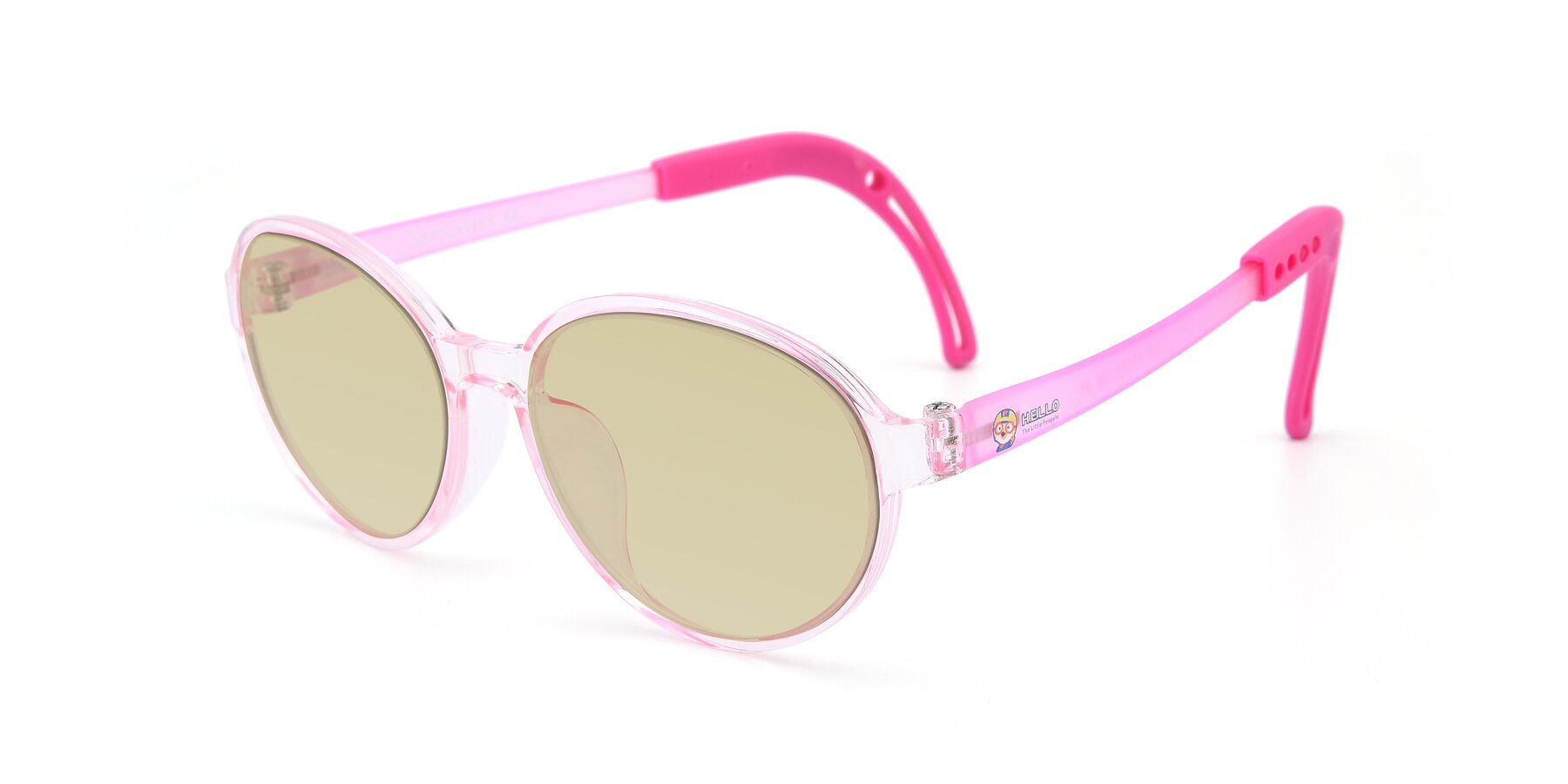 Angle of 1020 in Tranparent Pink with Light Champagne Tinted Lenses