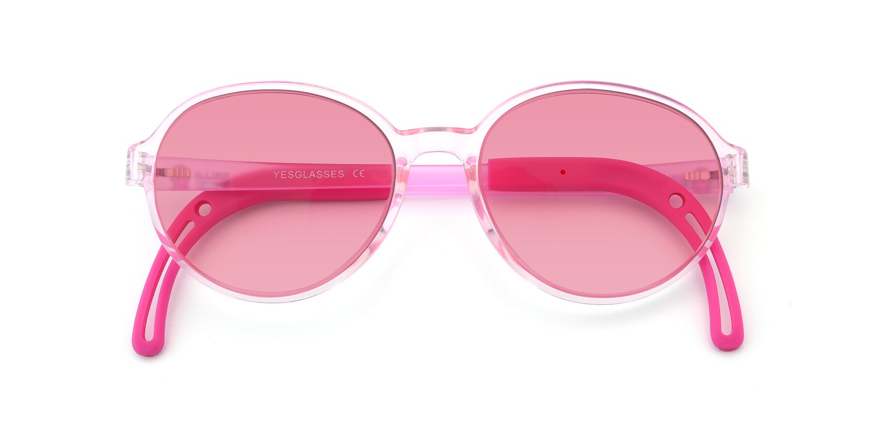 Folded Front of 1020 in Tranparent Pink with Pink Tinted Lenses
