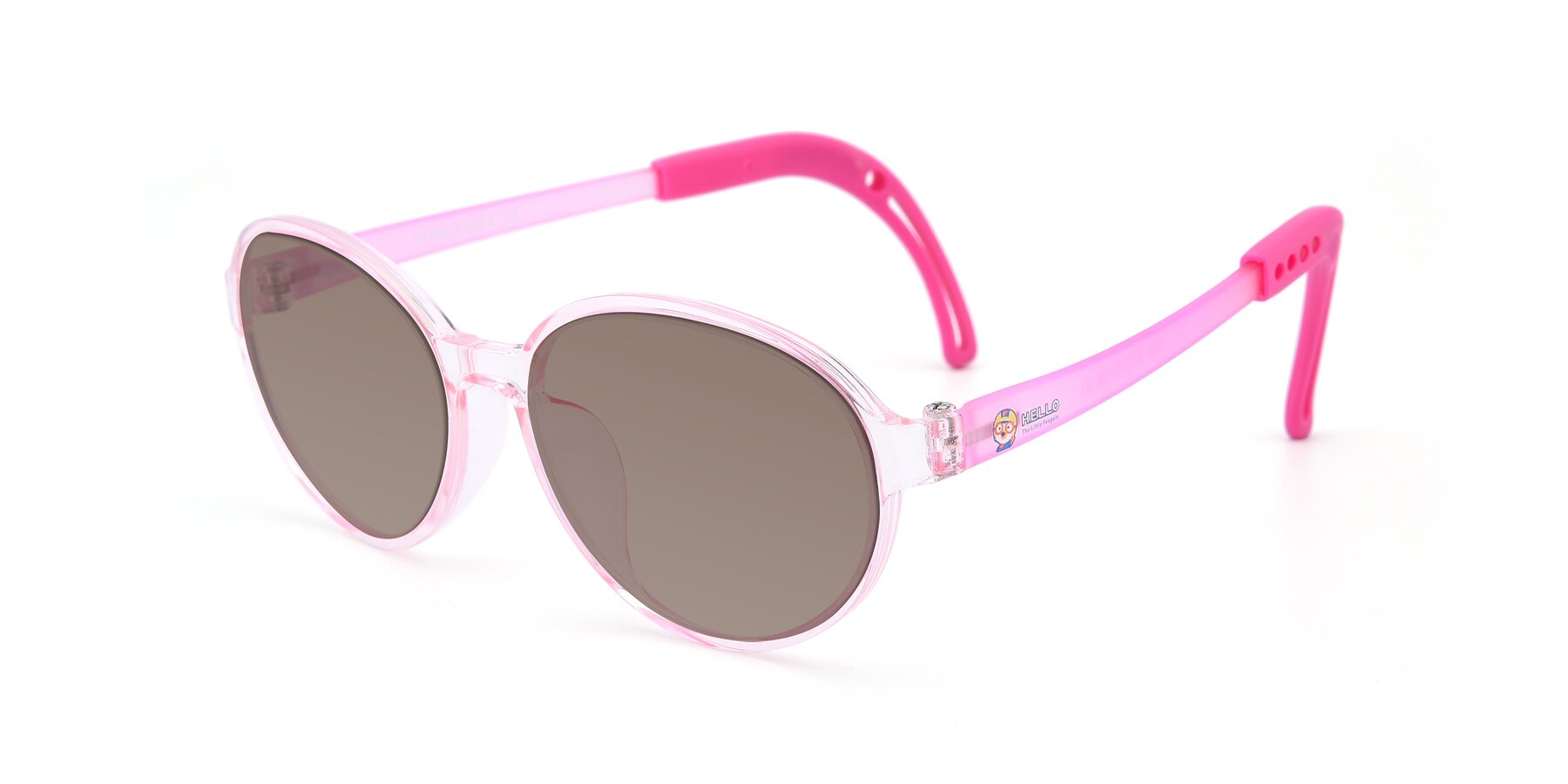 Angle of 1020 in Tranparent Pink with Medium Brown Tinted Lenses
