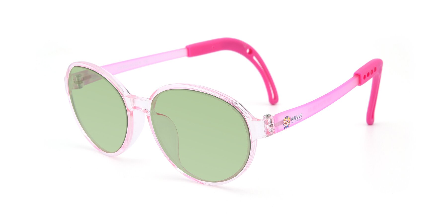 Angle of 1020 in Tranparent Pink with Medium Green Tinted Lenses