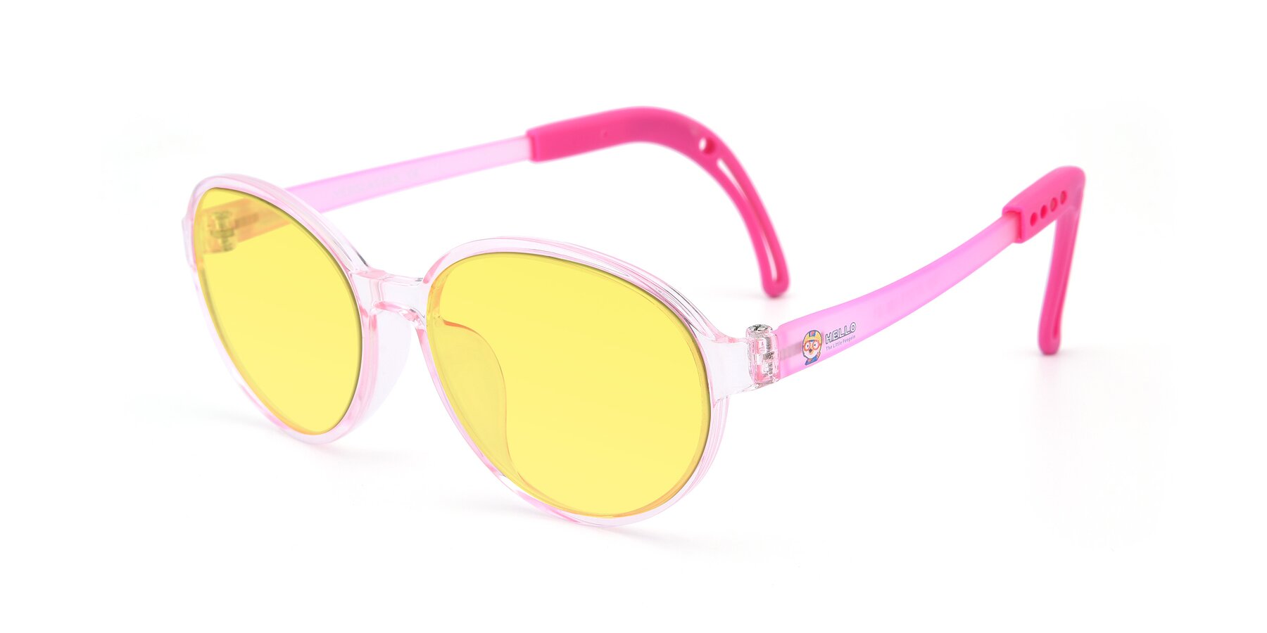 Angle of 1020 in Tranparent Pink with Medium Yellow Tinted Lenses