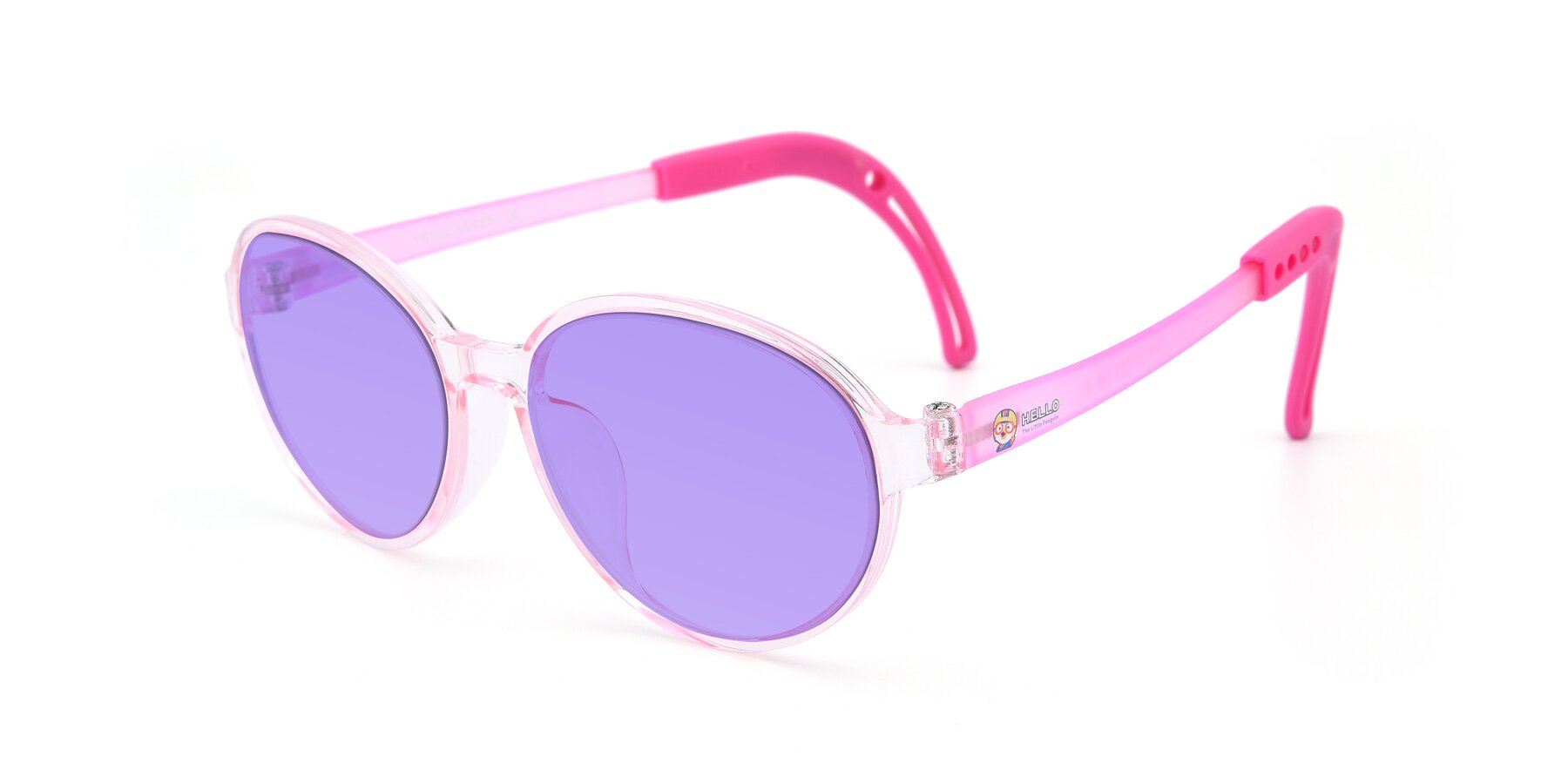 Angle of 1020 in Tranparent Pink with Medium Purple Tinted Lenses