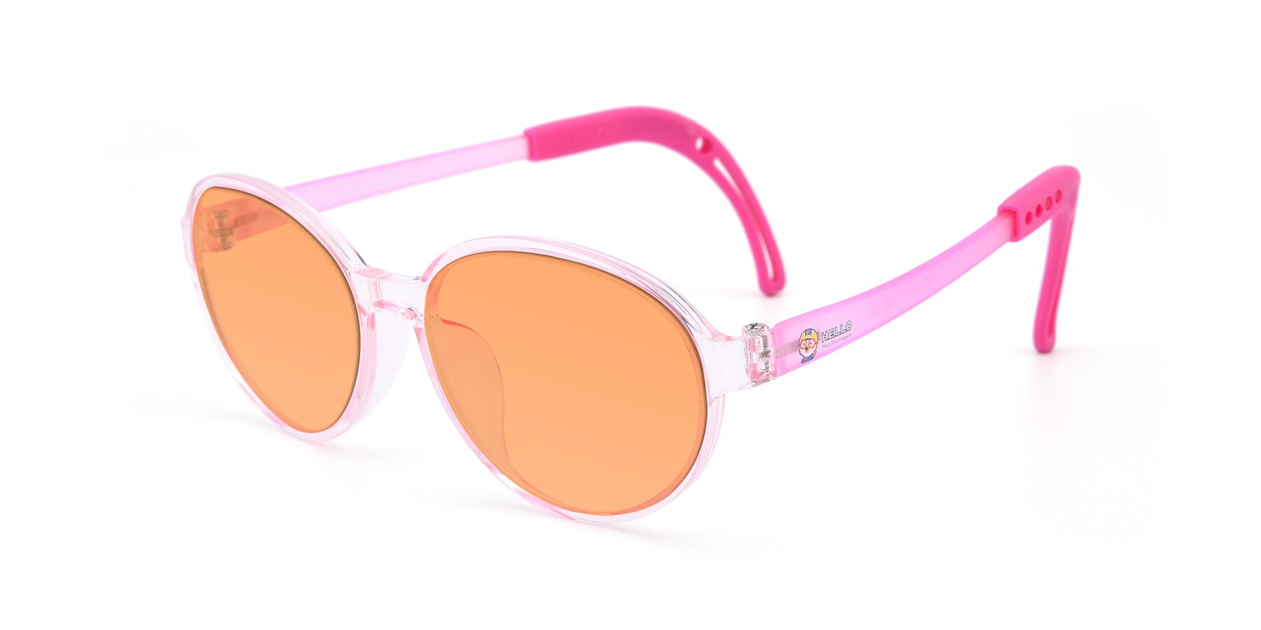 Angle of 1020 in Tranparent Pink with Medium Orange Tinted Lenses