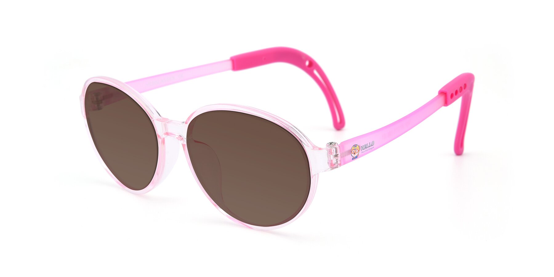 Angle of 1020 in Tranparent Pink with Brown Tinted Lenses