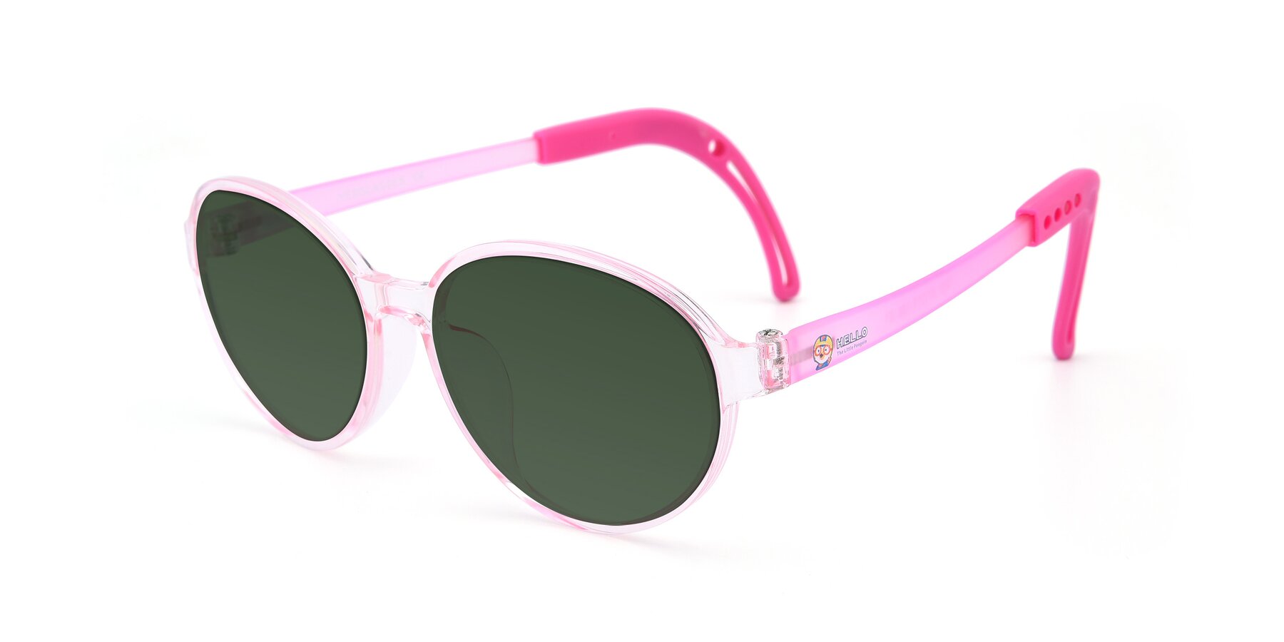 Angle of 1020 in Tranparent Pink with Green Tinted Lenses