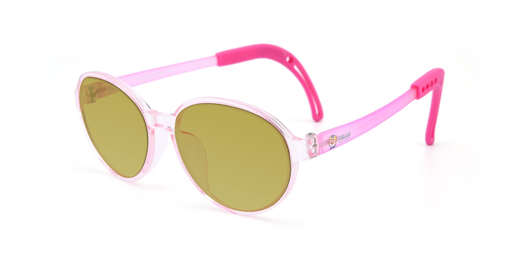 Angle of 1020 in Tranparent Pink with Champagne Tinted Lenses