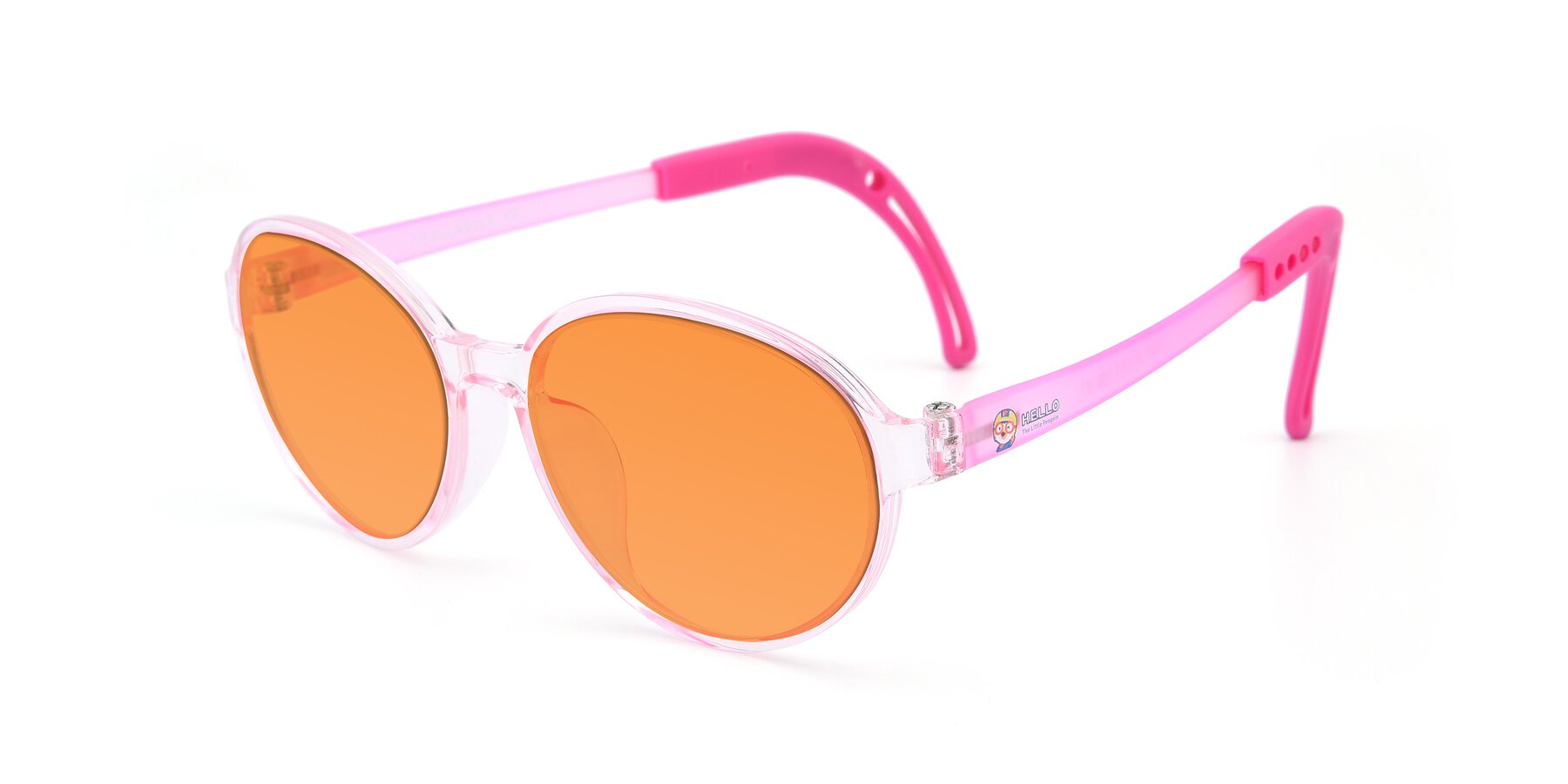 Angle of 1020 in Tranparent Pink with Orange Tinted Lenses