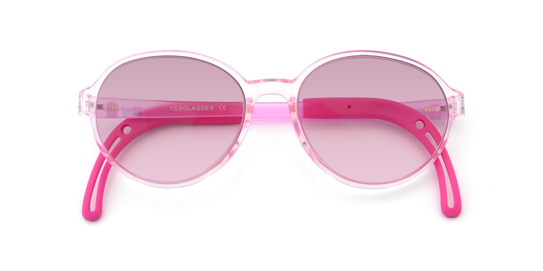 Folded Front of 1020 in Tranparent Pink with Light Wine Tinted Lenses