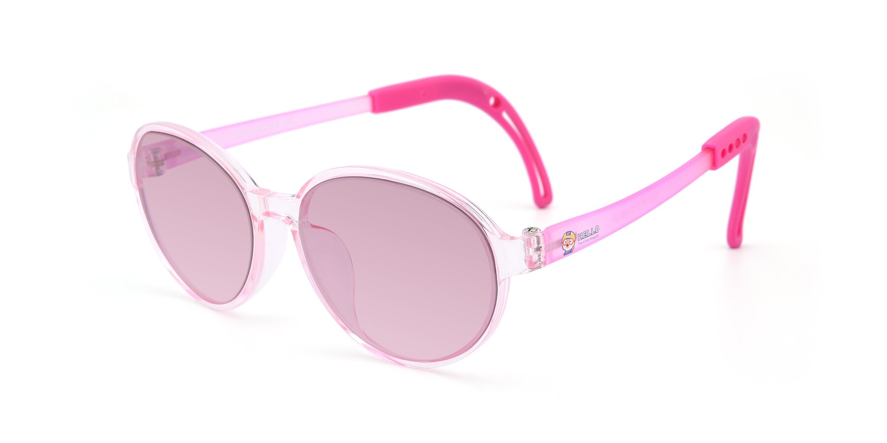 Angle of 1020 in Tranparent Pink with Light Wine Tinted Lenses