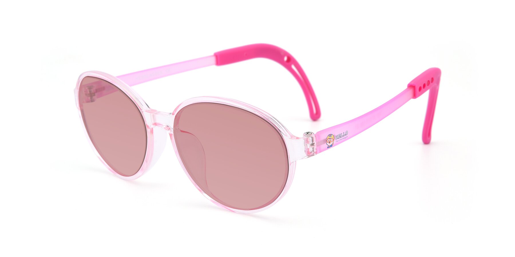 Angle of 1020 in Tranparent Pink with Medium Garnet Tinted Lenses