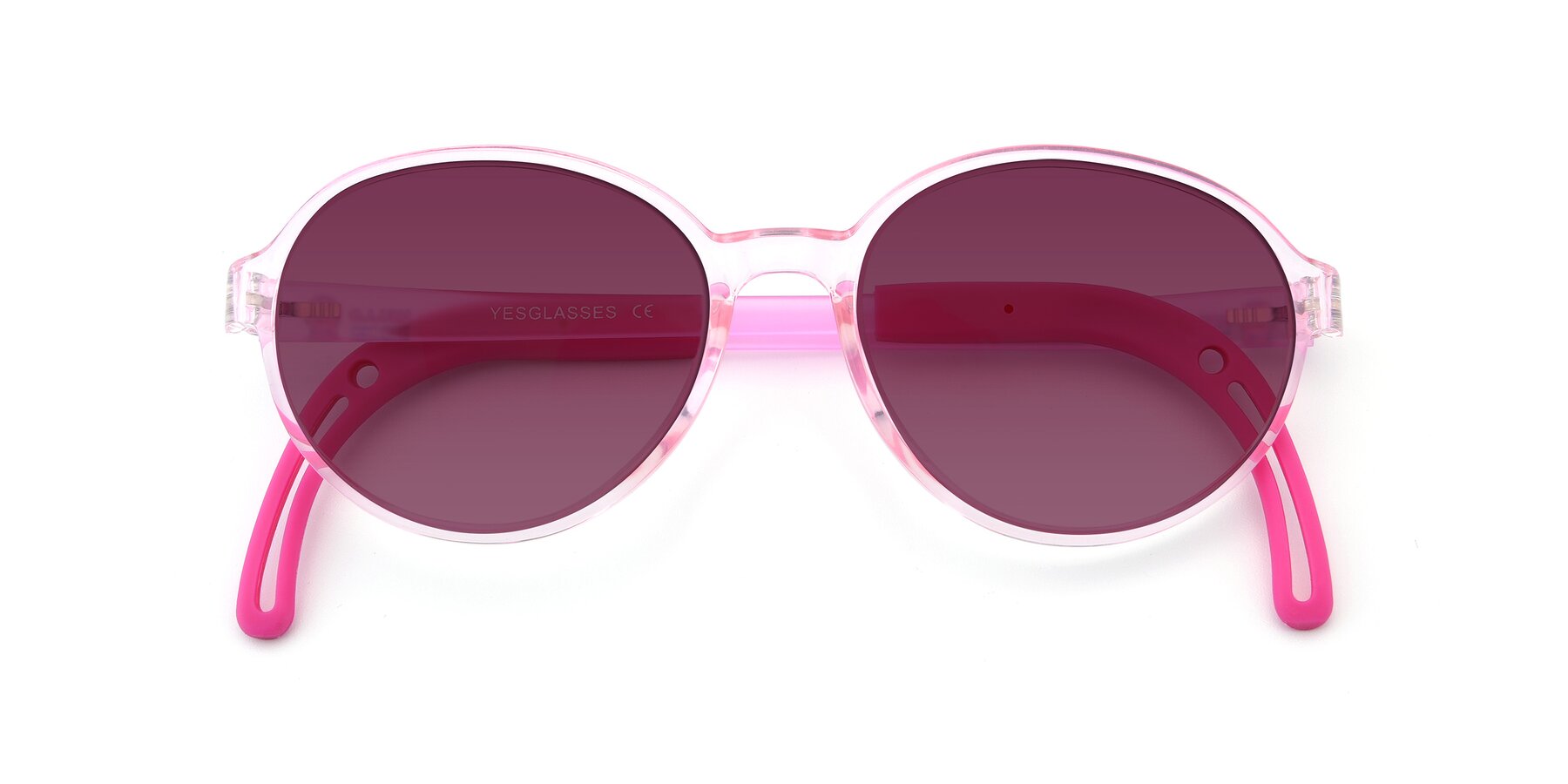 Folded Front of 1020 in Tranparent Pink with Wine Tinted Lenses