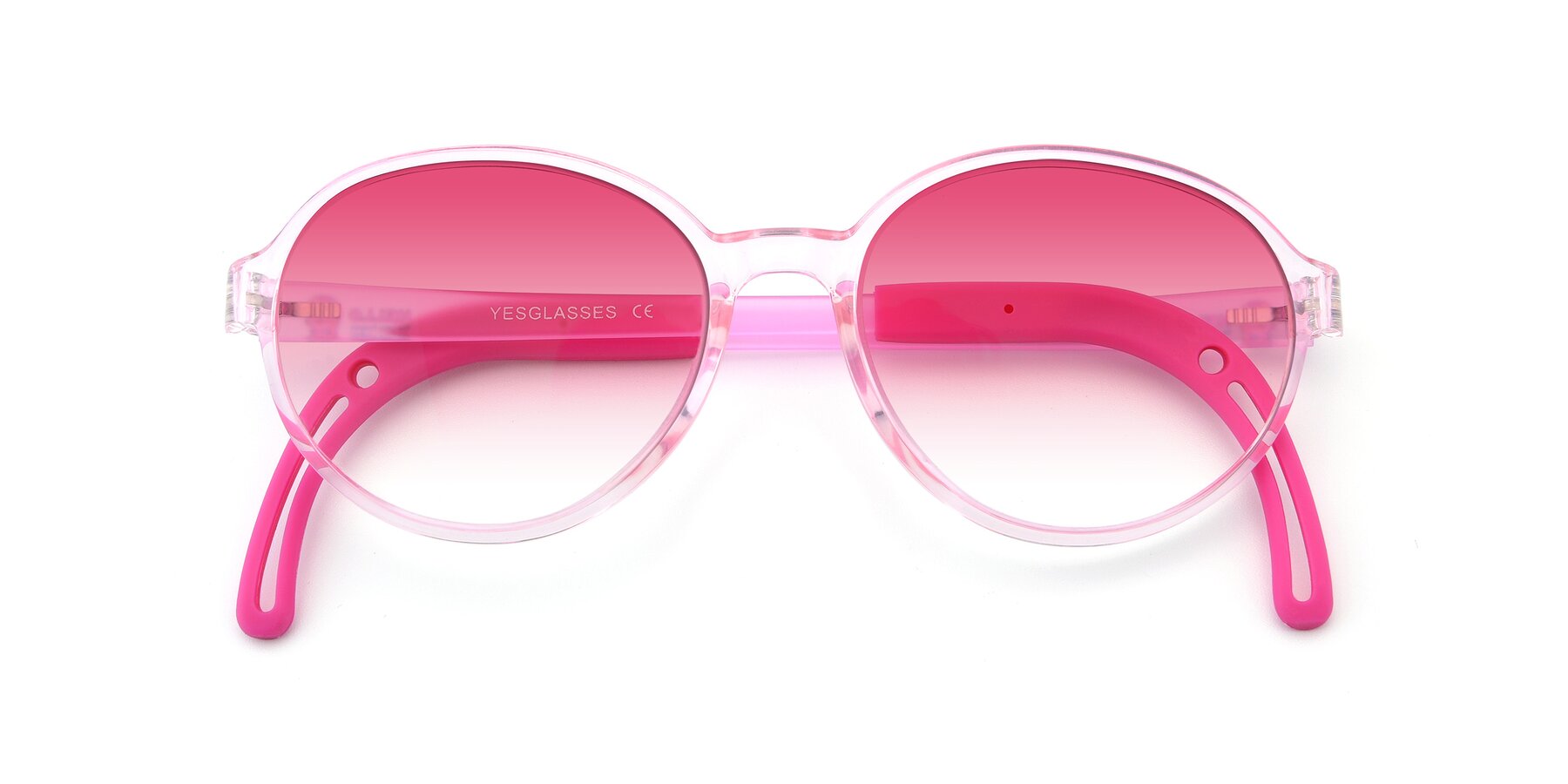 Folded Front of 1020 in Tranparent Pink with Pink Gradient Lenses