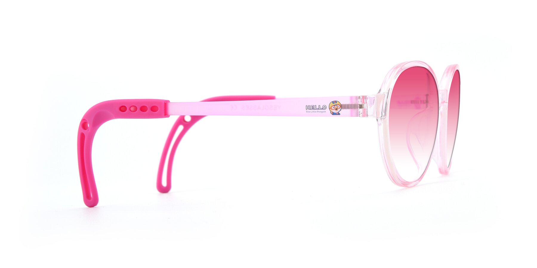 Side of 1020 in Tranparent Pink with Pink Gradient Lenses