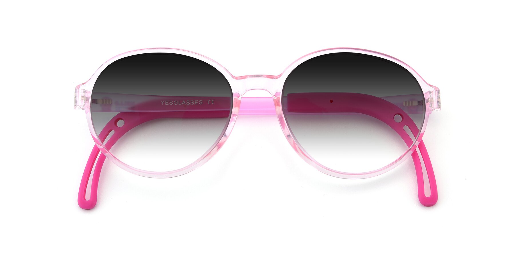Folded Front of 1020 in Tranparent Pink with Gray Gradient Lenses