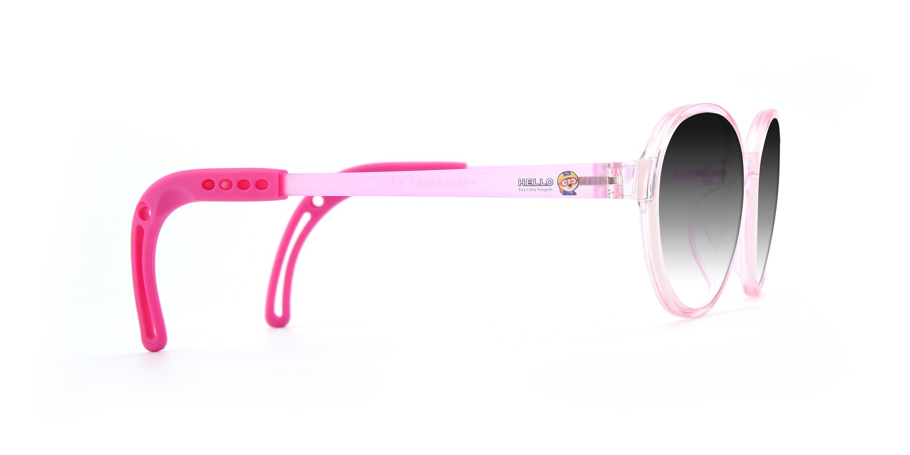 Side of 1020 in Tranparent Pink with Gray Gradient Lenses