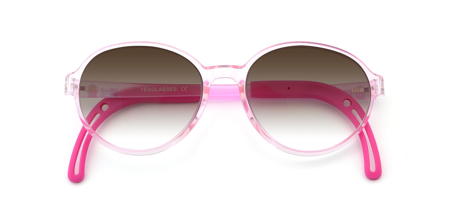 Folded Front of 1020 in Tranparent Pink with Brown Gradient Lenses