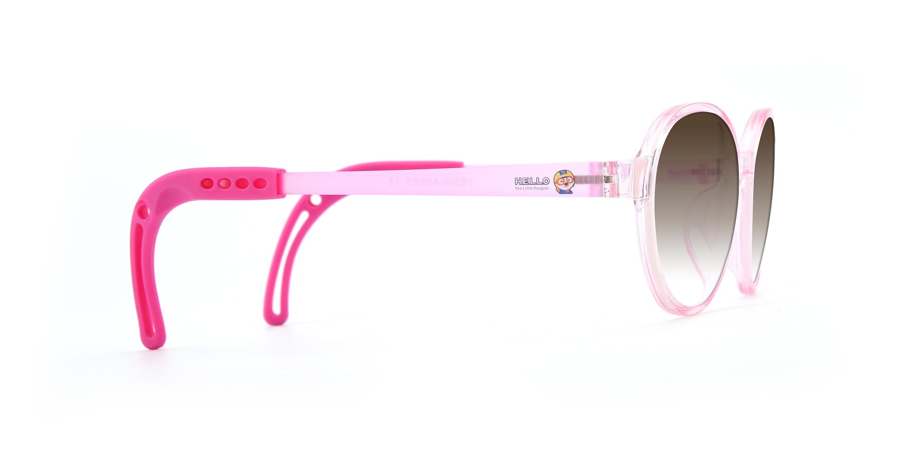 Side of 1020 in Tranparent Pink with Brown Gradient Lenses