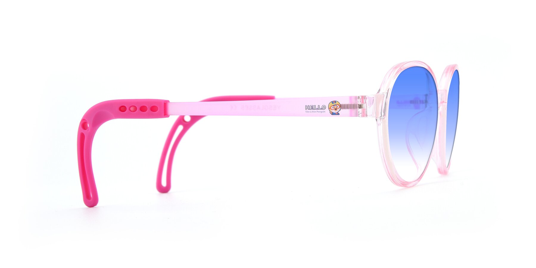 Side of 1020 in Tranparent Pink with Blue Gradient Lenses