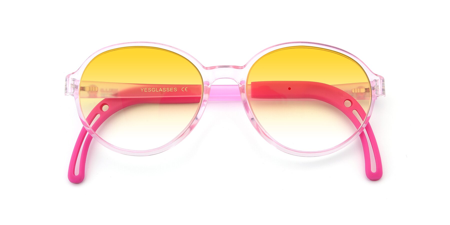 Folded Front of 1020 in Tranparent Pink with Yellow Gradient Lenses