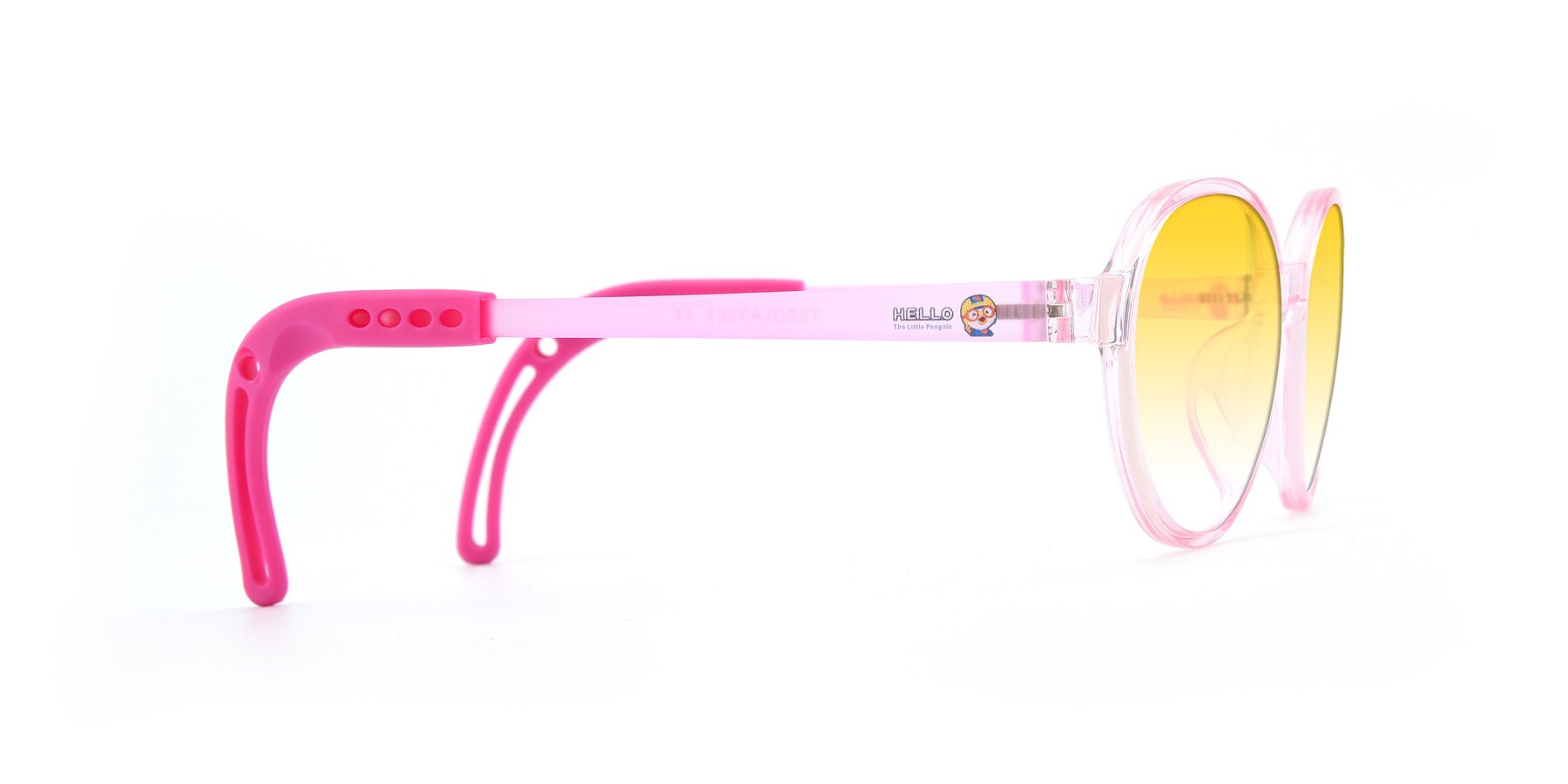 Side of 1020 in Tranparent Pink with Yellow Gradient Lenses