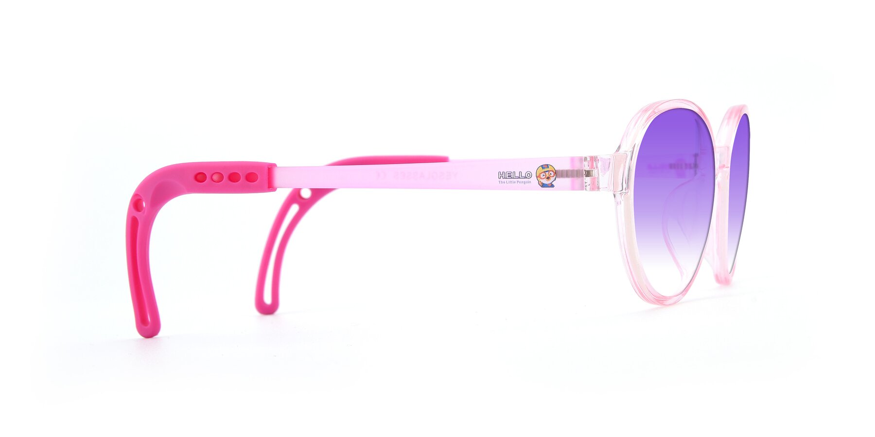 Side of 1020 in Tranparent Pink with Purple Gradient Lenses