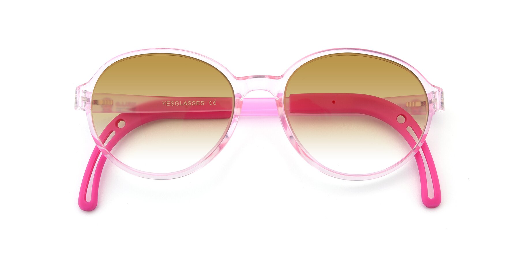 Folded Front of 1020 in Tranparent Pink with Champagne Gradient Lenses