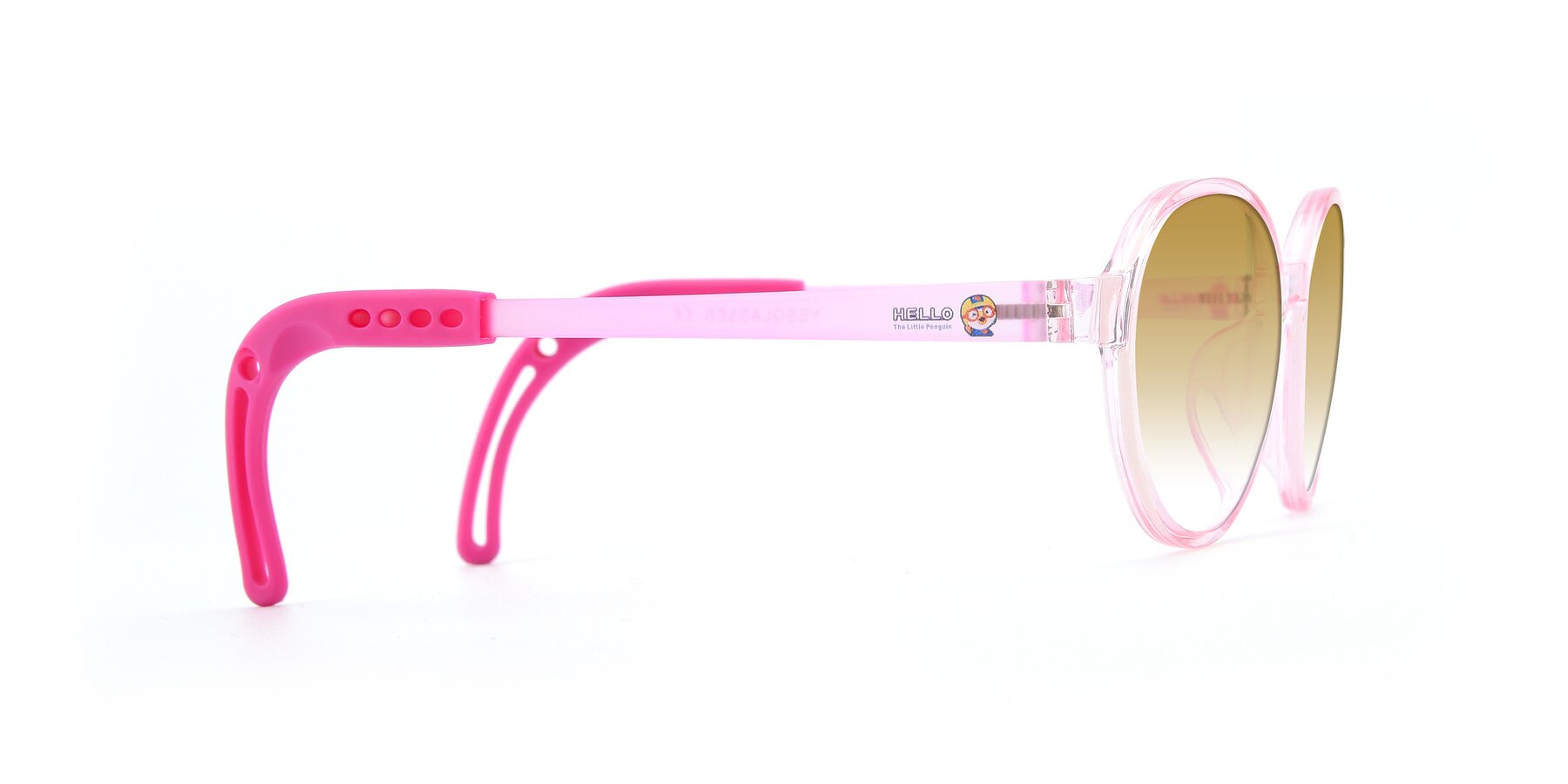 Side of 1020 in Tranparent Pink with Champagne Gradient Lenses