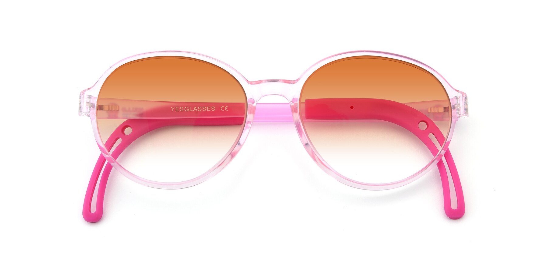 Folded Front of 1020 in Tranparent Pink with Orange Gradient Lenses