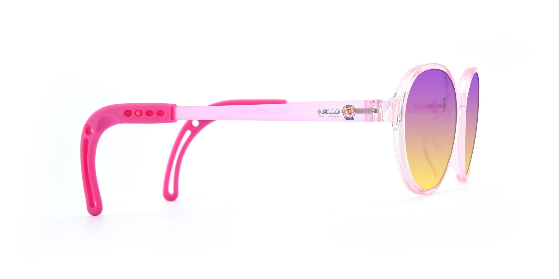 Side of 1020 in Tranparent Pink with Purple / Yellow Gradient Lenses
