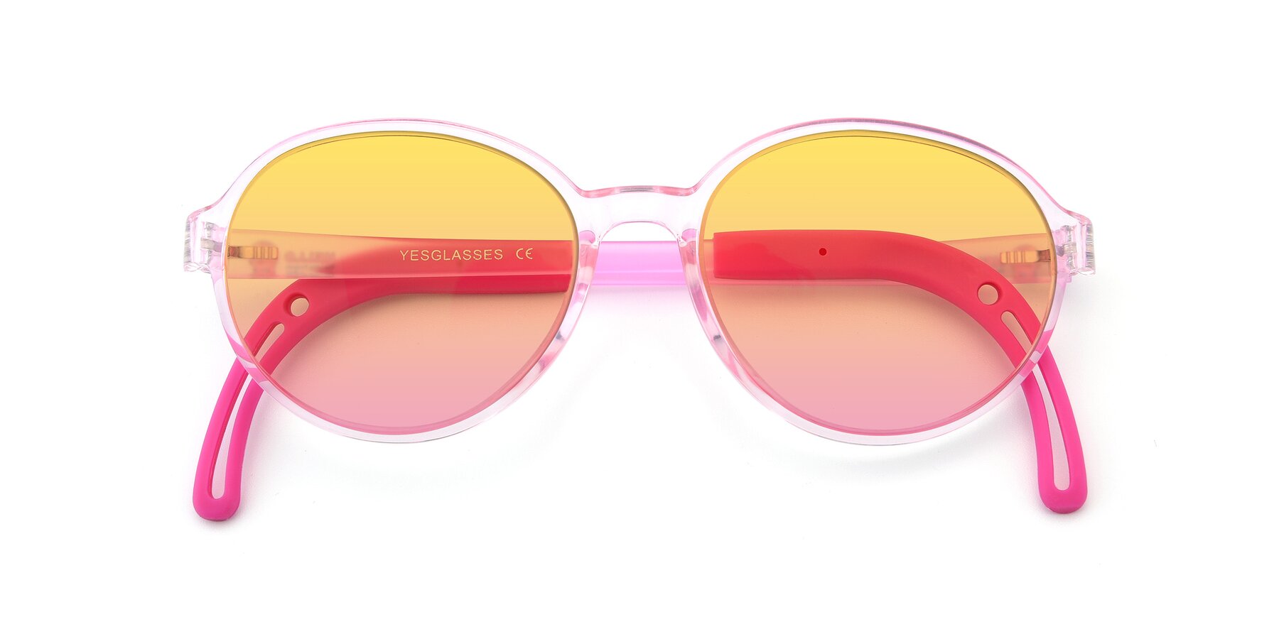 Folded Front of 1020 in Tranparent Pink with Yellow / Pink Gradient Lenses