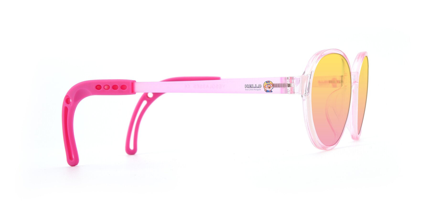 Side of 1020 in Tranparent Pink with Yellow / Pink Gradient Lenses