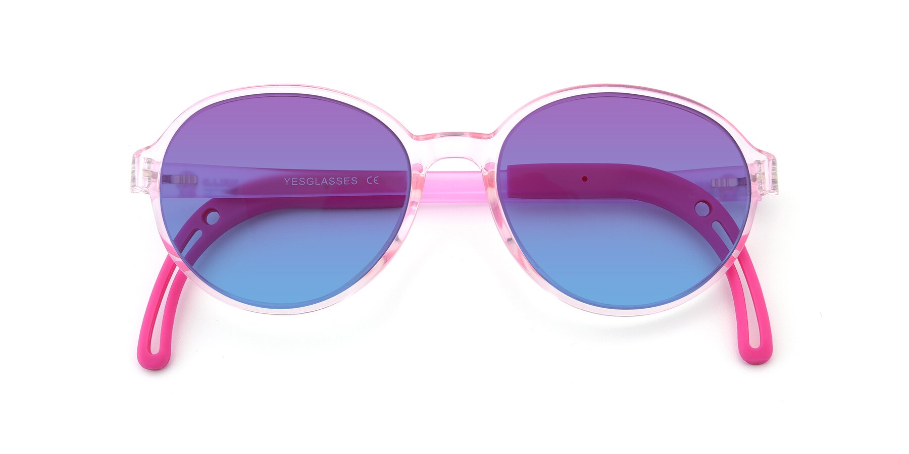 Folded Front of 1020 in Tranparent Pink with Purple / Blue Gradient Lenses