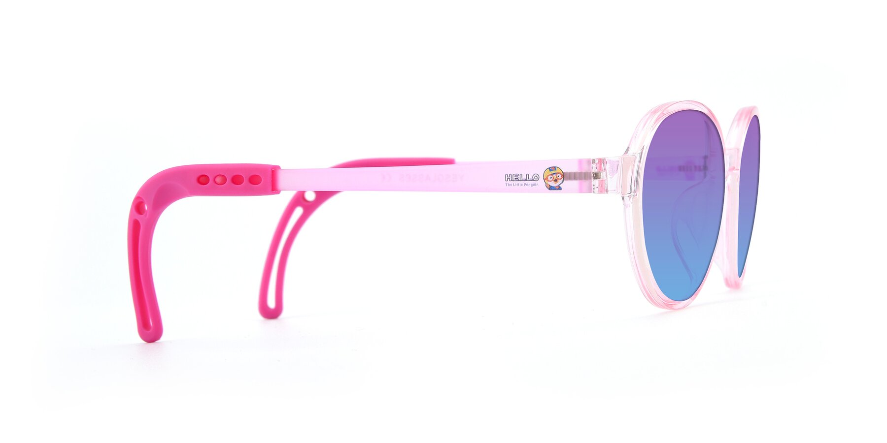 Side of 1020 in Tranparent Pink with Purple / Blue Gradient Lenses