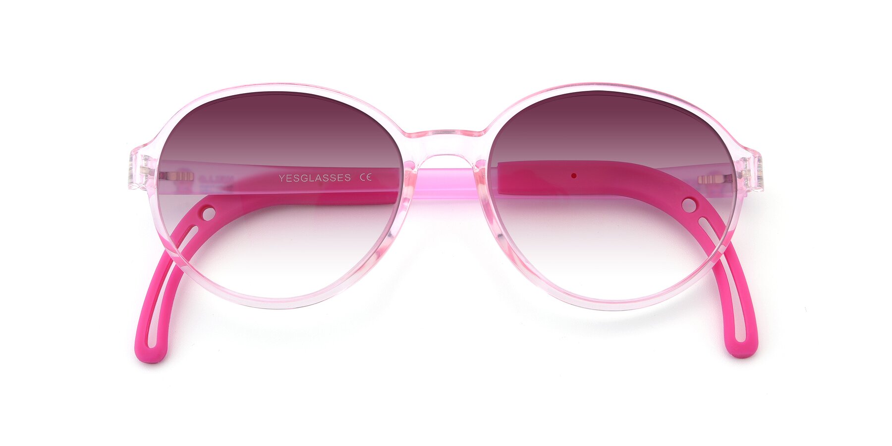 Folded Front of 1020 in Tranparent Pink with Wine Gradient Lenses