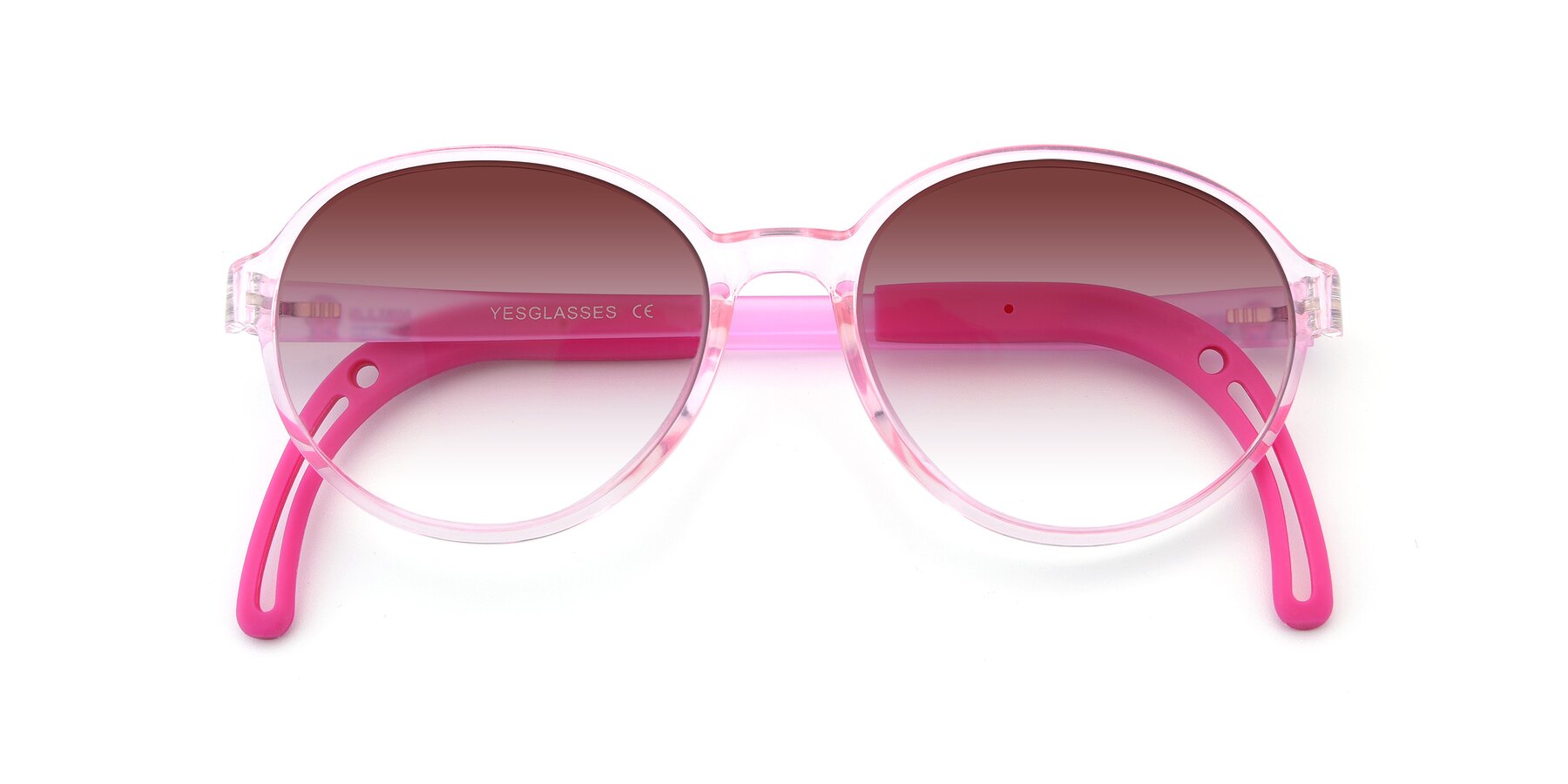 Folded Front of 1020 in Tranparent Pink with Garnet Gradient Lenses