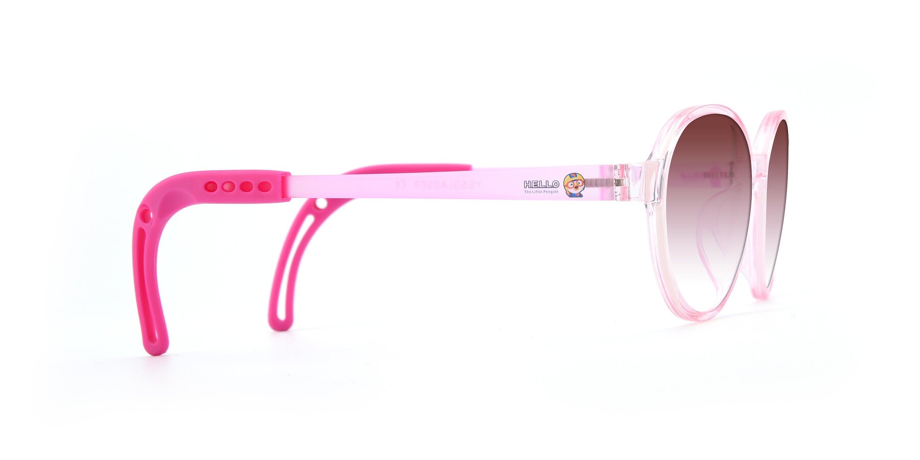 Side of 1020 in Tranparent Pink with Garnet Gradient Lenses