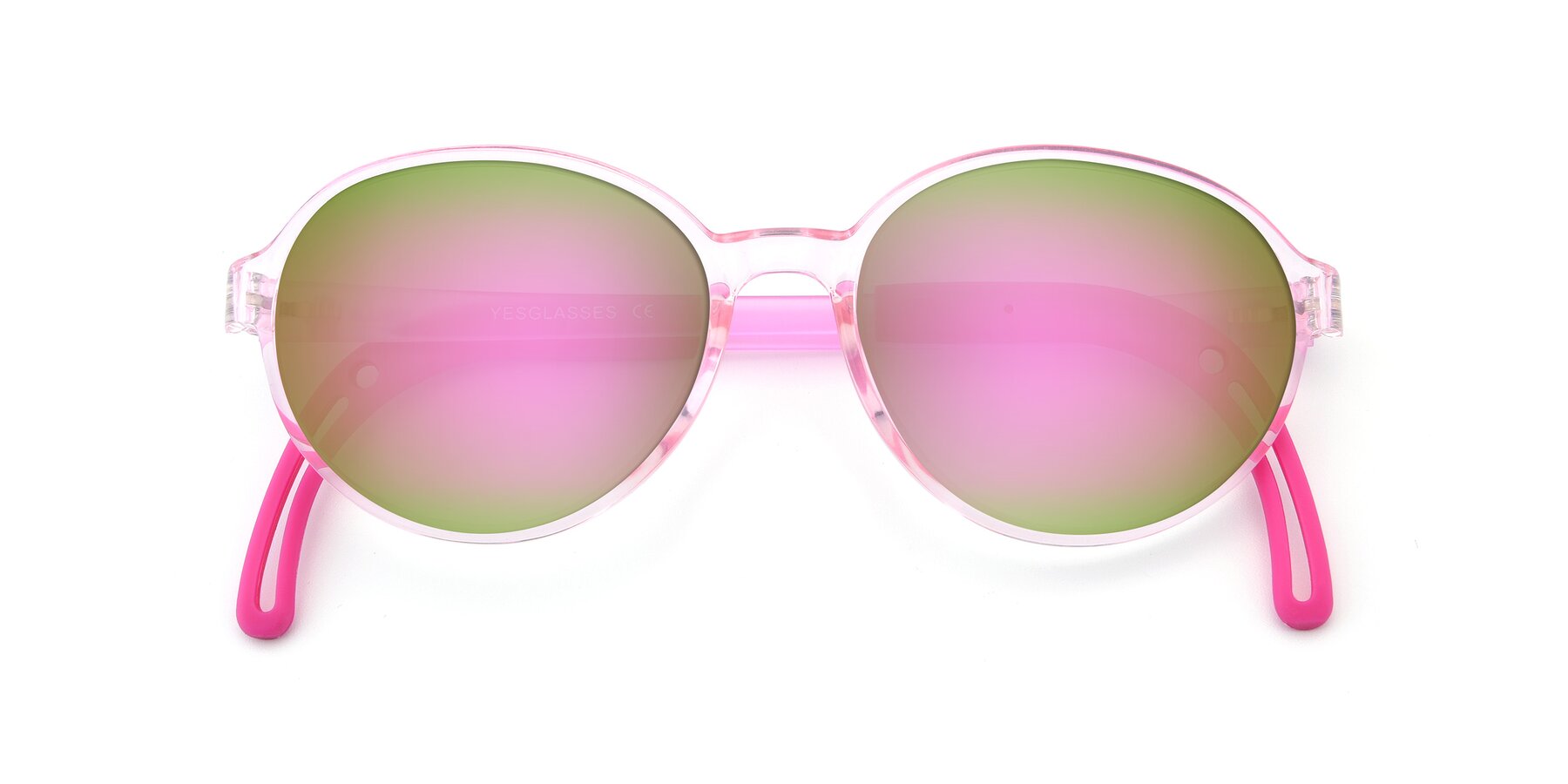 Folded Front of 1020 in Tranparent Pink with Pink Mirrored Lenses