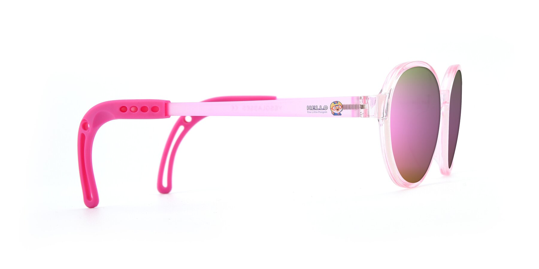 Side of 1020 in Tranparent Pink with Pink Mirrored Lenses