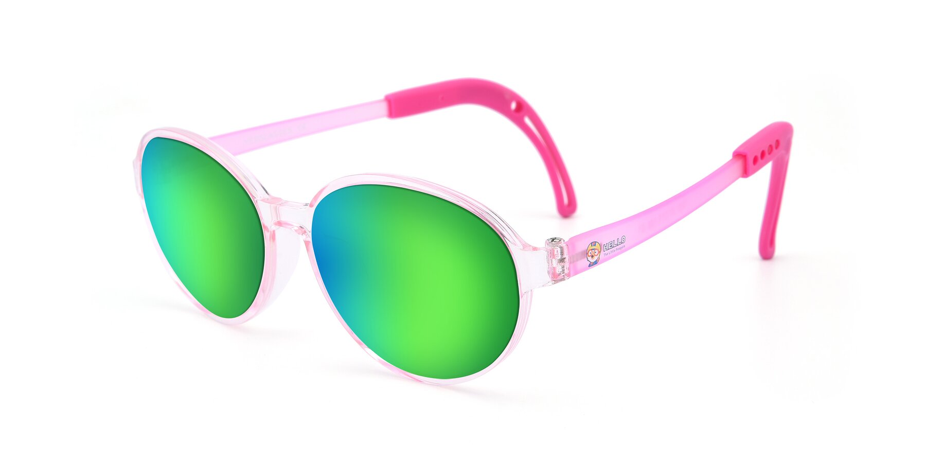 Angle of 1020 in Tranparent Pink with Green Mirrored Lenses