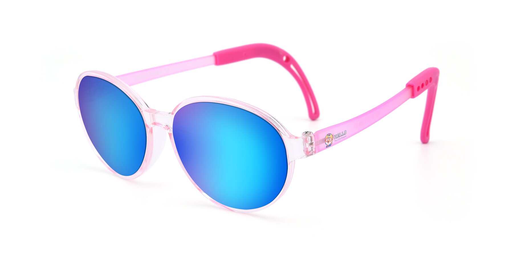 Angle of 1020 in Tranparent Pink with Blue Mirrored Lenses