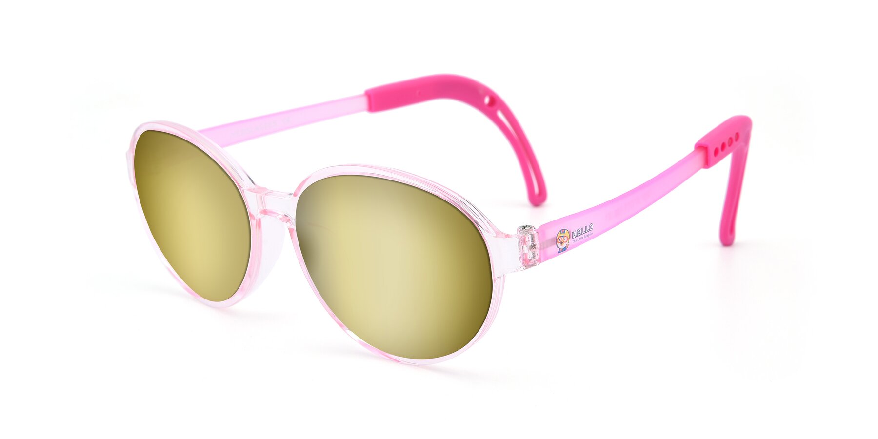 Angle of 1020 in Tranparent Pink with Gold Mirrored Lenses