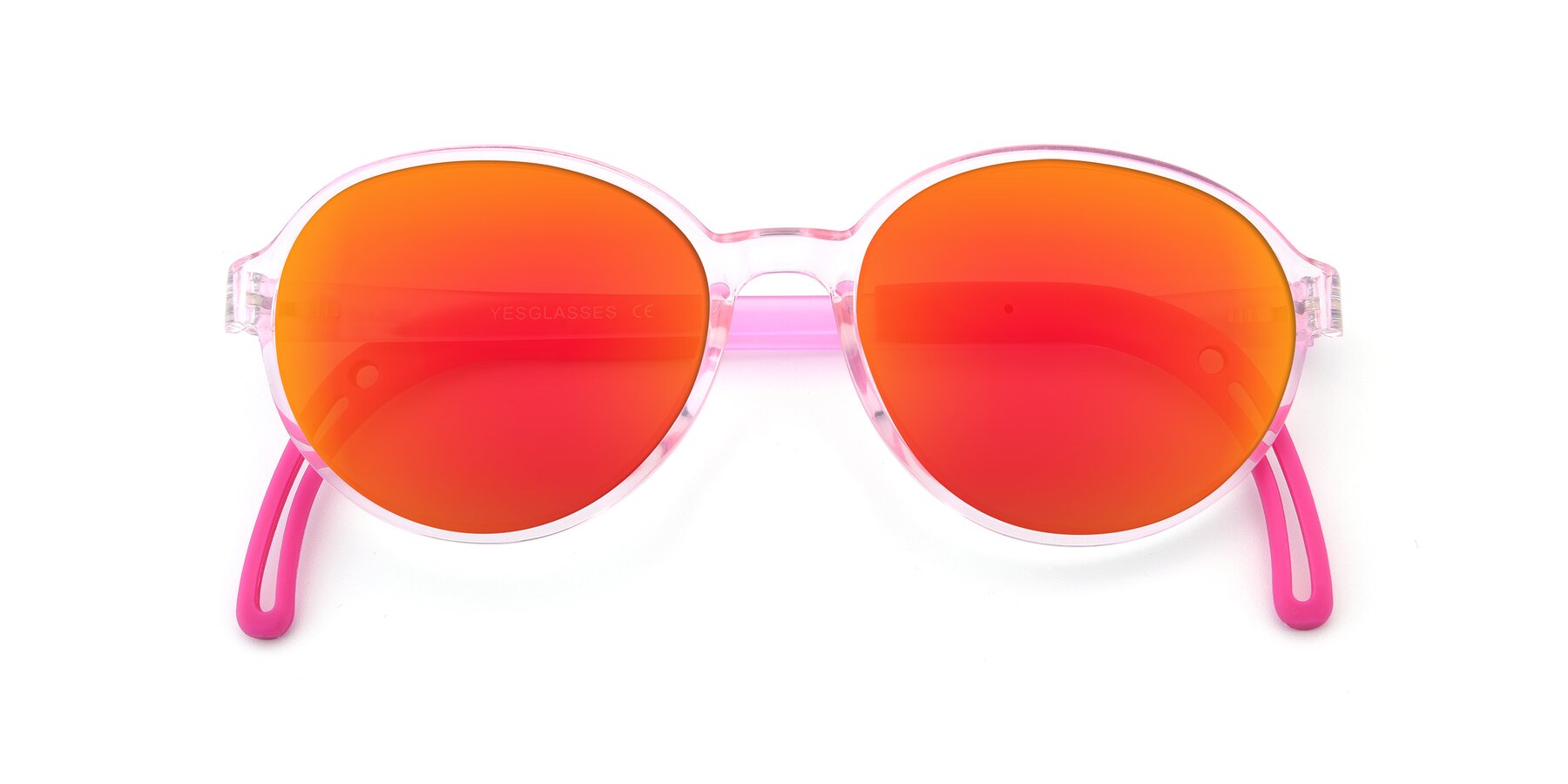 Folded Front of 1020 in Tranparent Pink with Red Gold Mirrored Lenses