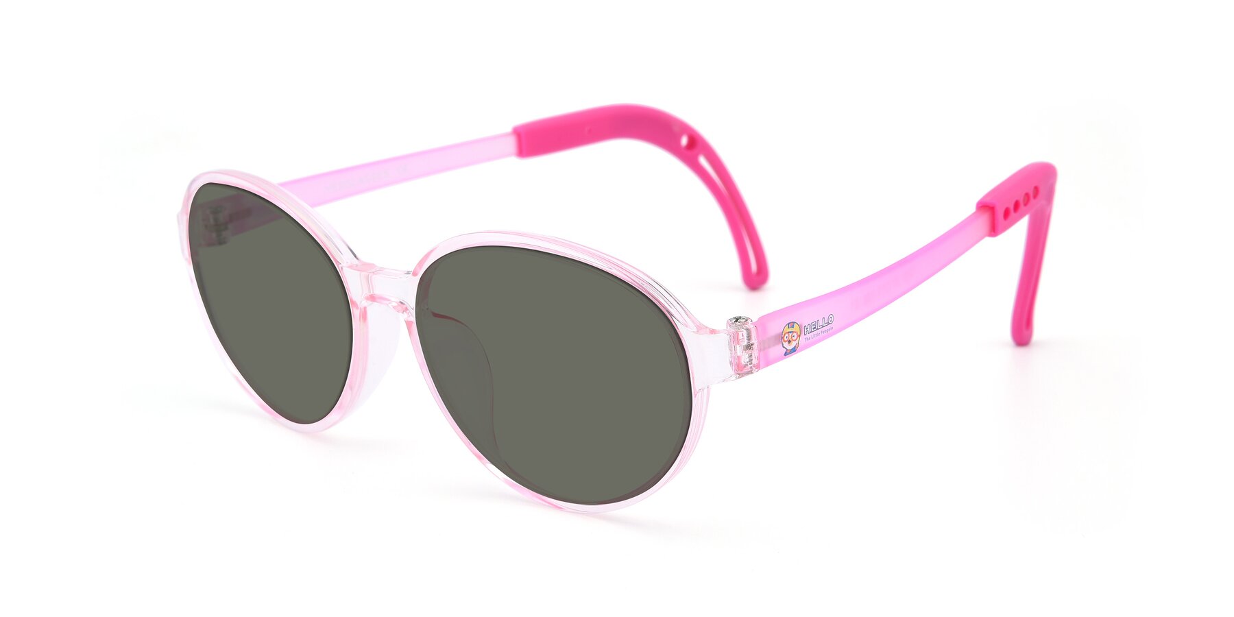 Angle of 1020 in Tranparent Pink with Gray Polarized Lenses